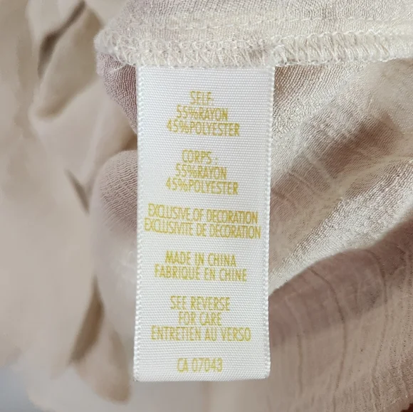 Adiva Sheer Lightweight Loose Long Sleeve Blouse Top Beige Size Small Boho - Picture 10 of 11